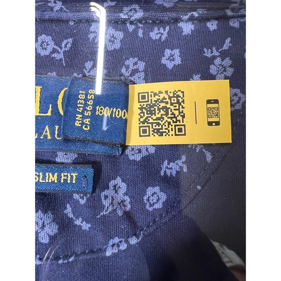 Polo Ralph Lauren Mens Size L Polo Shirt Blue Short Sleeve Floral Embroidered - Picture 11 of 13